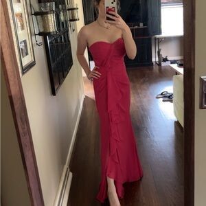 !WORN ONCE!
Bill Levkoff Strapless Fuchsia Bridesmaids Gown